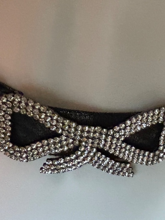 Suzi Roger Women’s Belt with Crystal Bow Buckle Black Sz Large NWOT main image 8